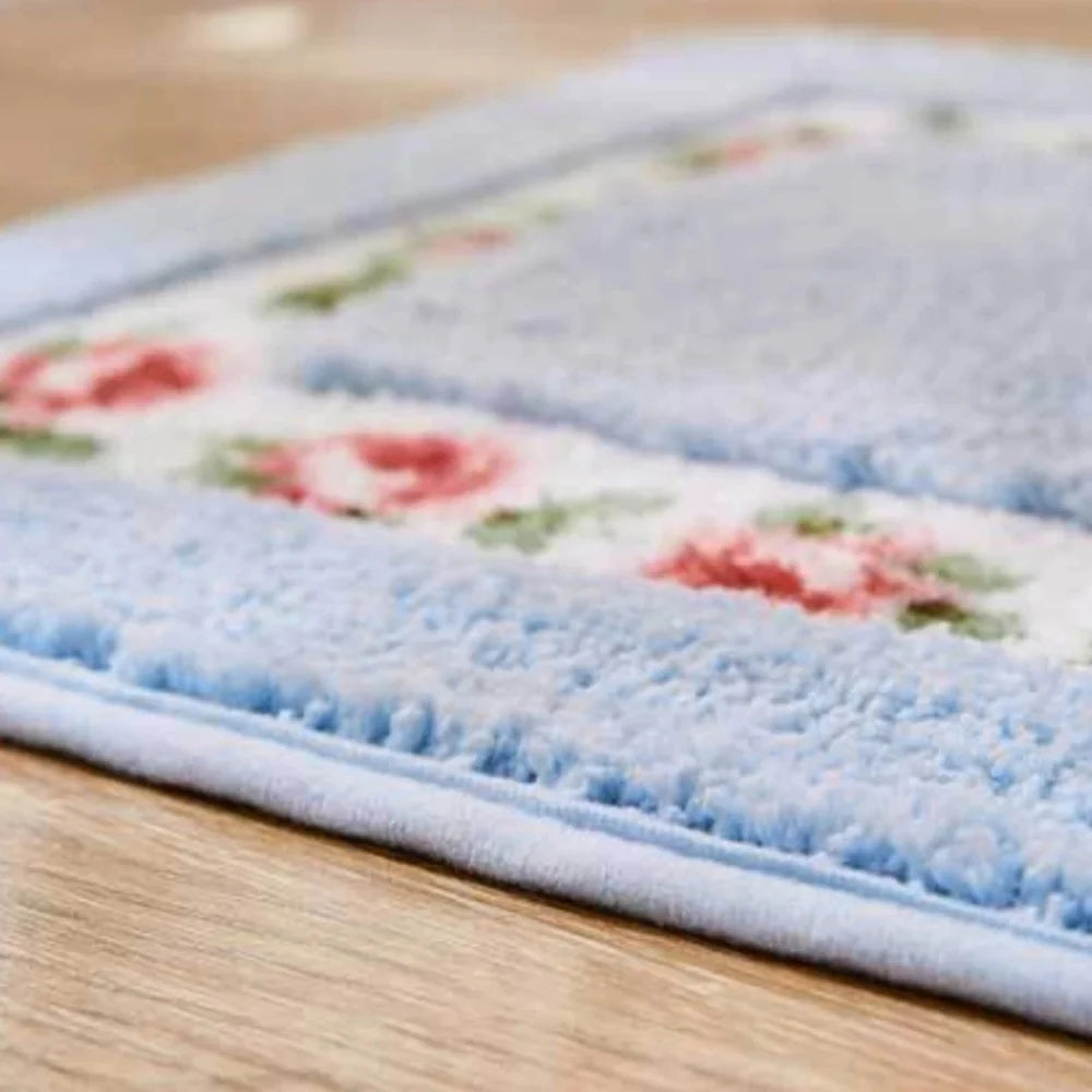Oval Bath Mat Plush Microfiber Absorbent & Non-Slip Backing