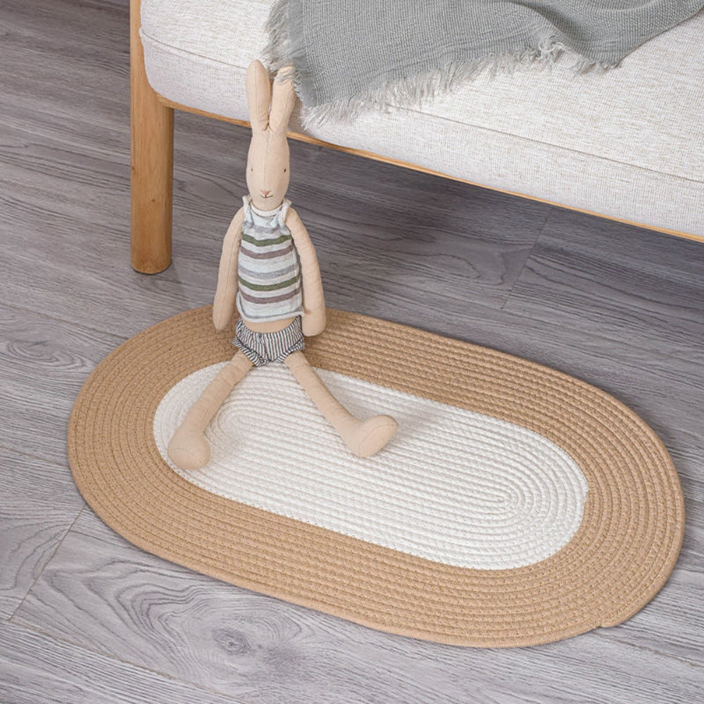 Oval Door Mat Braided Hemp Handmade & Hand Washable