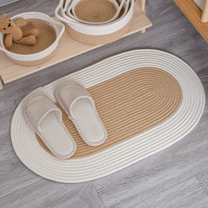 Oval Door Mat Braided Hemp Handmade & Hand Washable