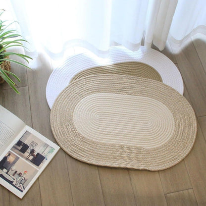 Oval Door Mat Braided Hemp Handmade & Hand Washable