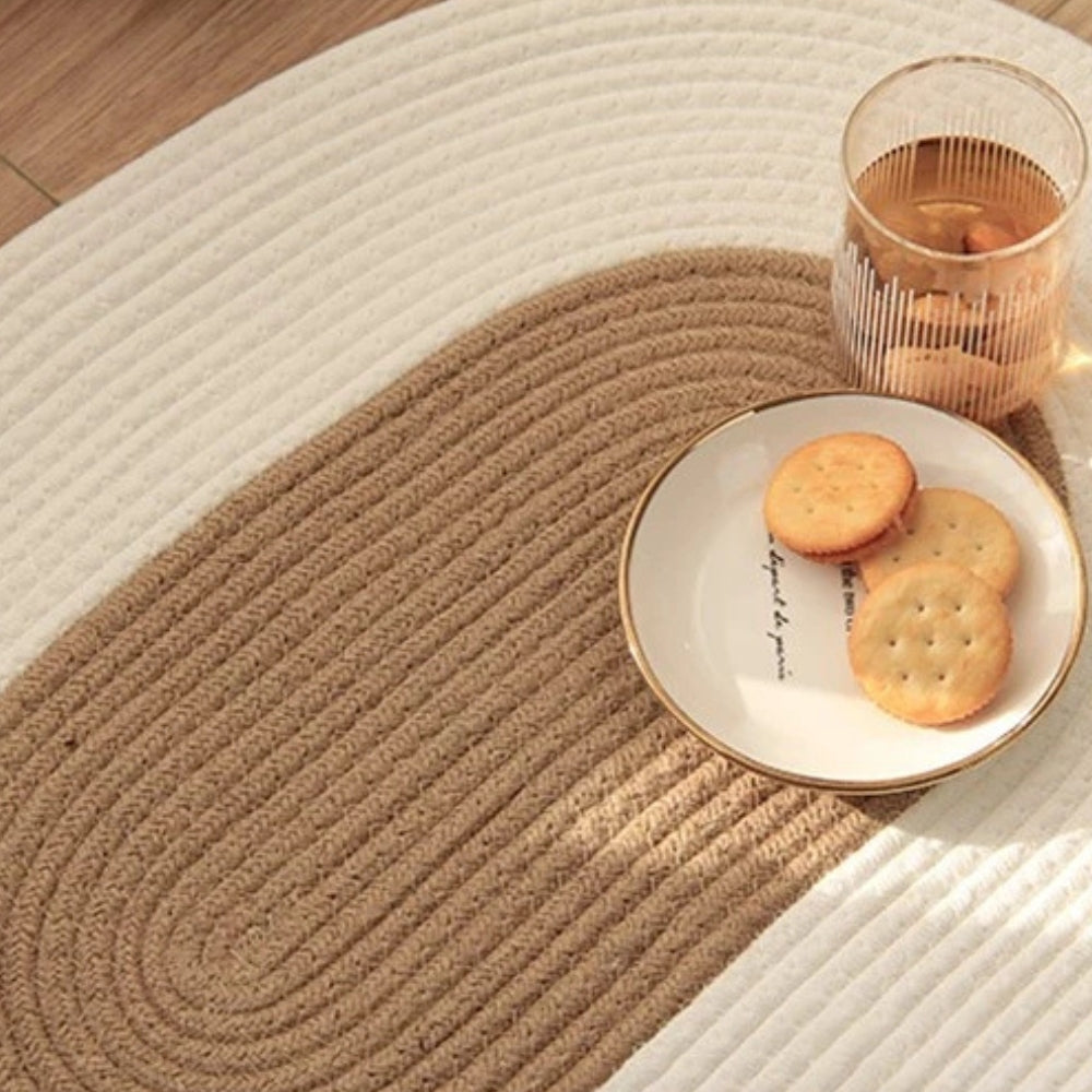 Oval Door Mat Braided Hemp Handmade & Hand Washable