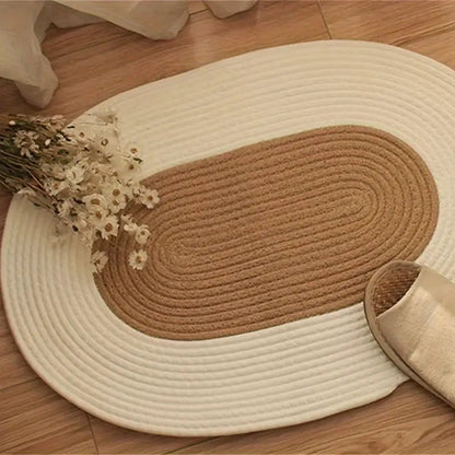 Oval Door Mat Braided Hemp Handmade & Hand Washable