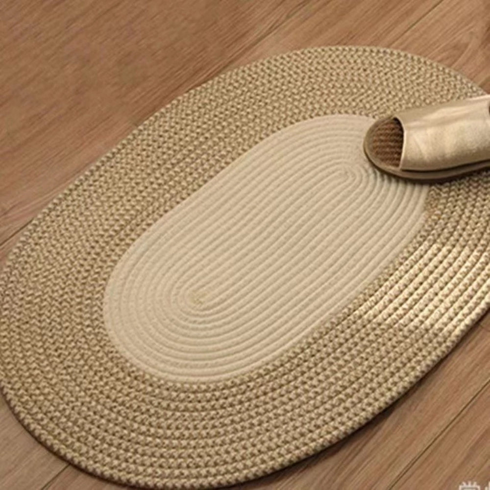 Oval Door Mat Braided Hemp Handmade & Hand Washable