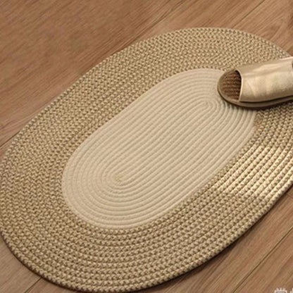 Oval Door Mat Braided Hemp Handmade & Hand Washable
