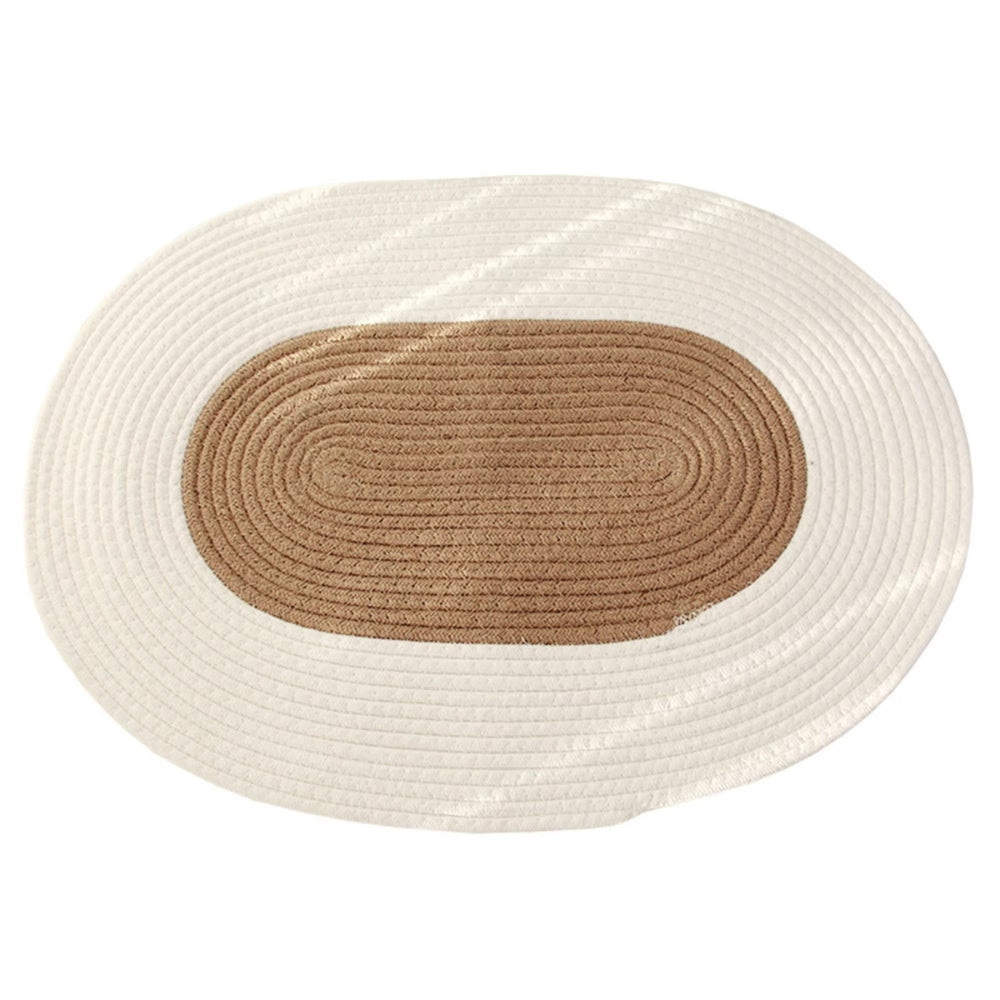 Oval Door Mat Braided Hemp Handmade & Hand Washable