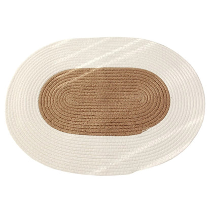 Oval Door Mat Braided Hemp Handmade & Hand Washable