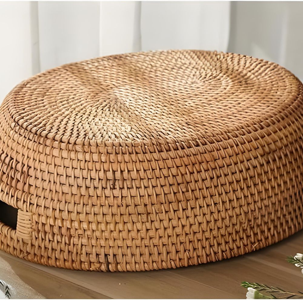 Oval Serving Tray Handwoven Rattan Built-In Handles