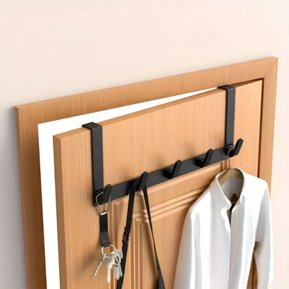 Over-The-Door Hook Rack Stainless Steel Tool-Free Five Hooks