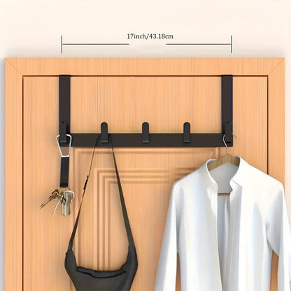 Over-The-Door Hook Rack Stainless Steel Tool-Free Five Hooks