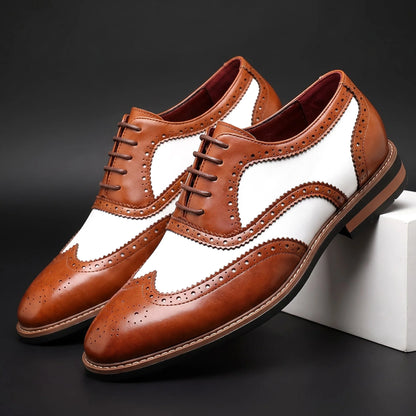 Oxford Shoes Two-Tone Brogue Wingtip Design