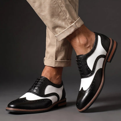 Oxford Shoes Two-Tone Brogue Wingtip Design