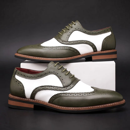 Oxford Shoes Two-Tone Brogue Wingtip Design