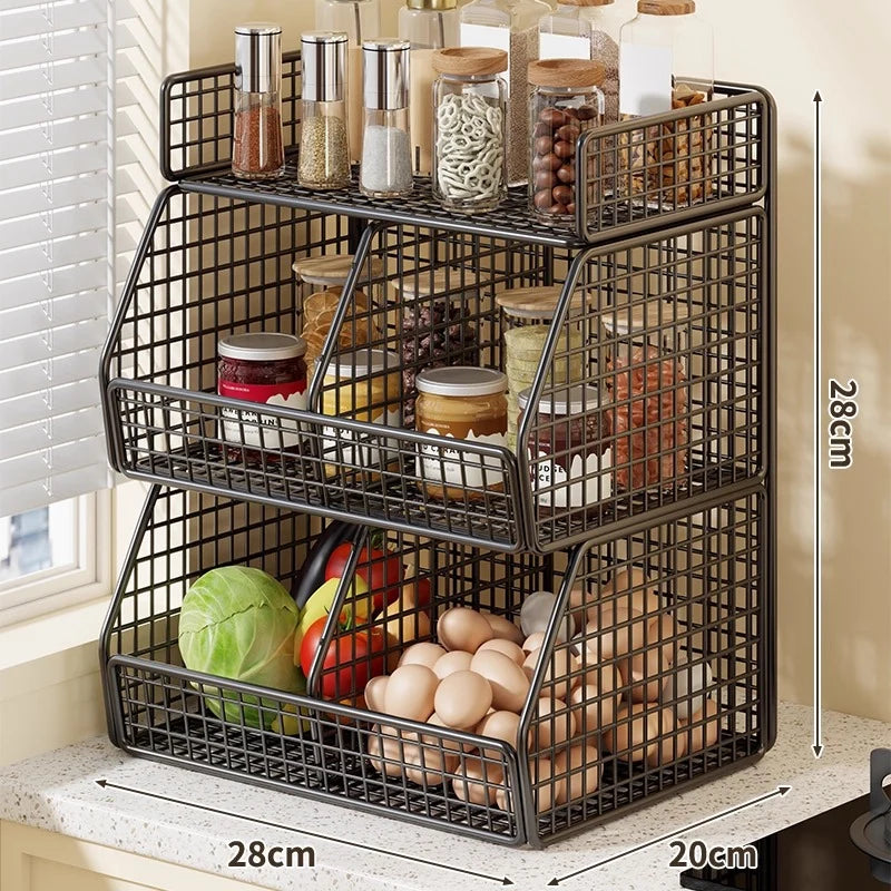Pantry Organizer Metal Wire Space-Saving Multi-Tier