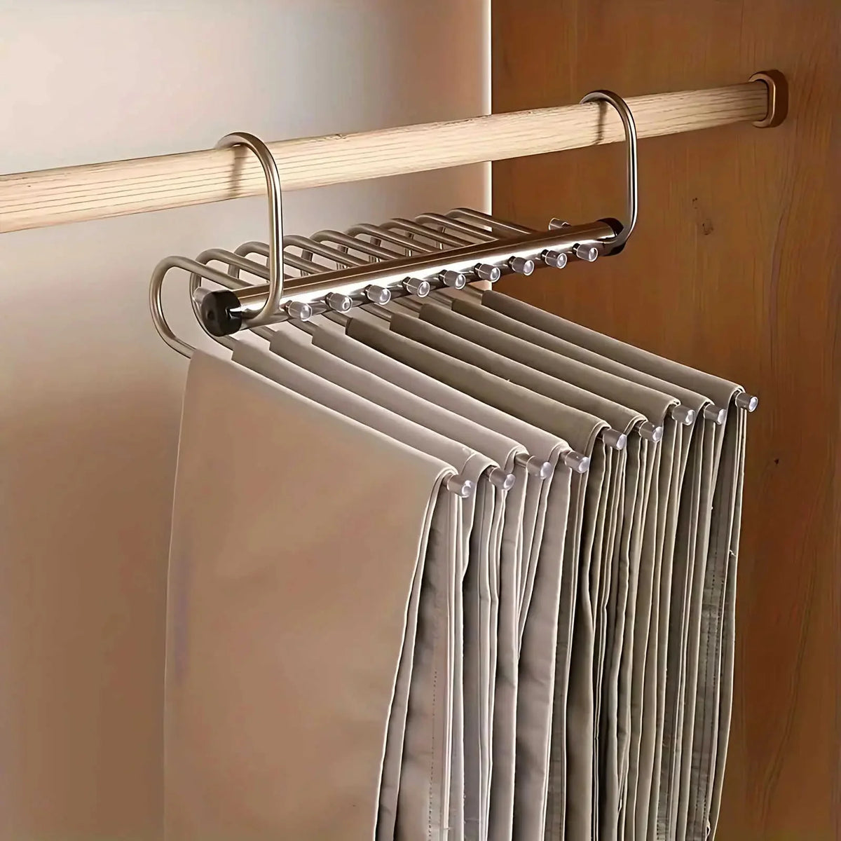Pants Hanger Stainless Steel Multi-Bar Rotating Hooks Space-Saving
