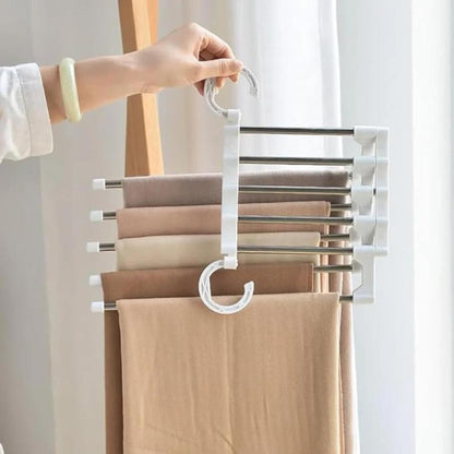 Pants Rack Foldable Stainless Steel Holds 5