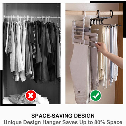 Pants Rack Foldable Stainless Steel Holds 5