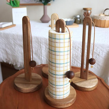 Paper Towel Holder Acacia Wood Anti-Slip & Roll Stopper