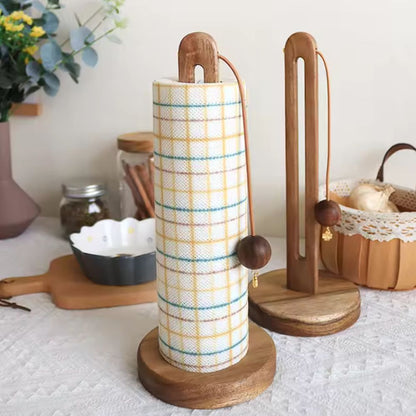 Paper Towel Holder Acacia Wood Anti-Slip & Roll Stopper