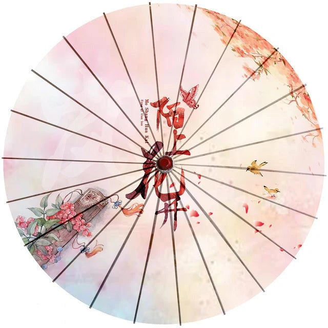 Parasol Cotton Paper & Bamboo 33.1-Inch Canopy