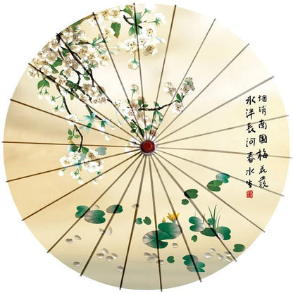 Parasol Cotton Paper & Bamboo 33.1-Inch Canopy
