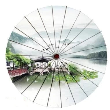 Parasol Cotton Paper & Bamboo 33.1-Inch Canopy