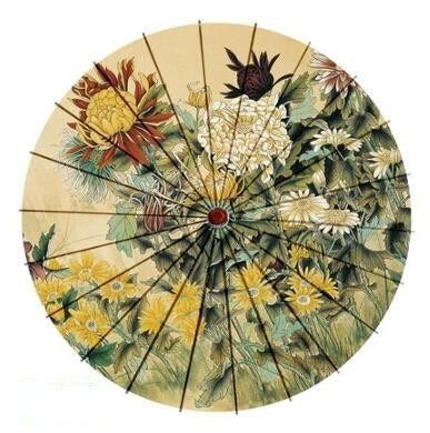 Parasol Cotton Paper & Bamboo 33.1-Inch Canopy