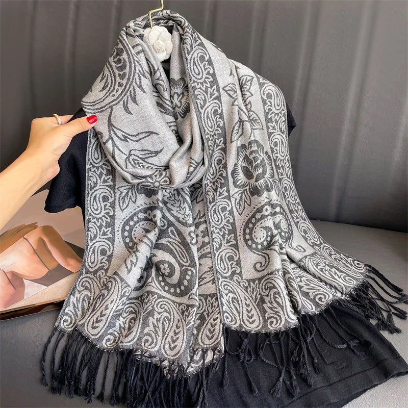 Pashmina Scarf Cotton-Polyester Blend Cashmere-Like Feel All-Season Wrap