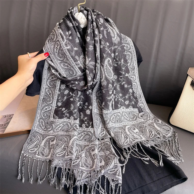 Pashmina Scarf Cotton-Polyester Blend Cashmere-Like Feel All-Season Wrap
