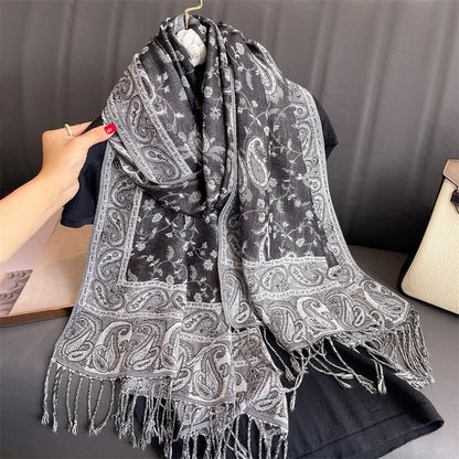 Pashmina Scarf Cotton-Polyester Blend Cashmere-Like Feel All-Season Wrap