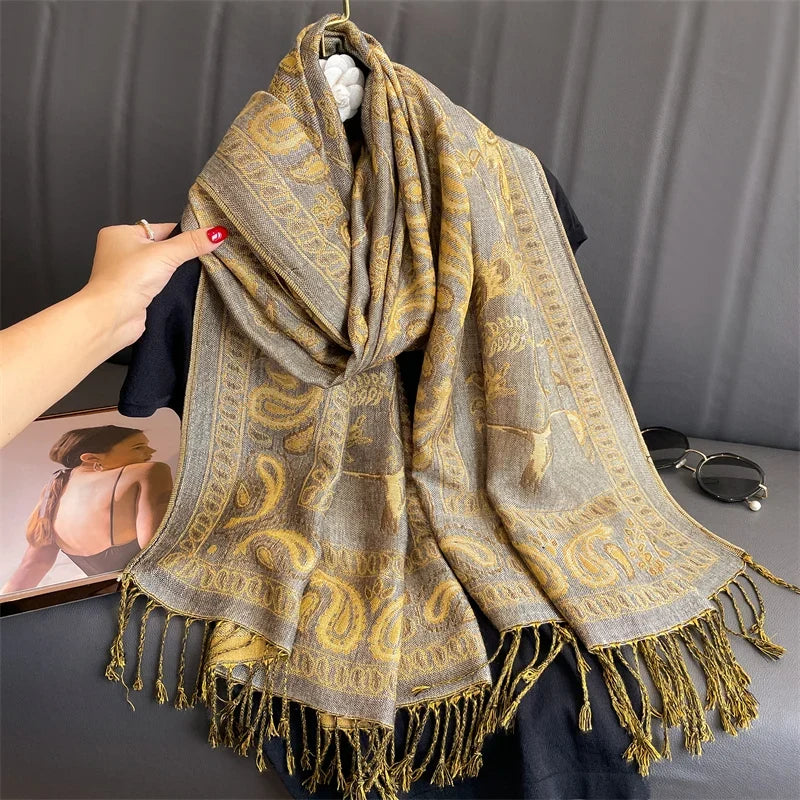 Pashmina Scarf Cotton-Polyester Blend Cashmere-Like Feel All-Season Wrap