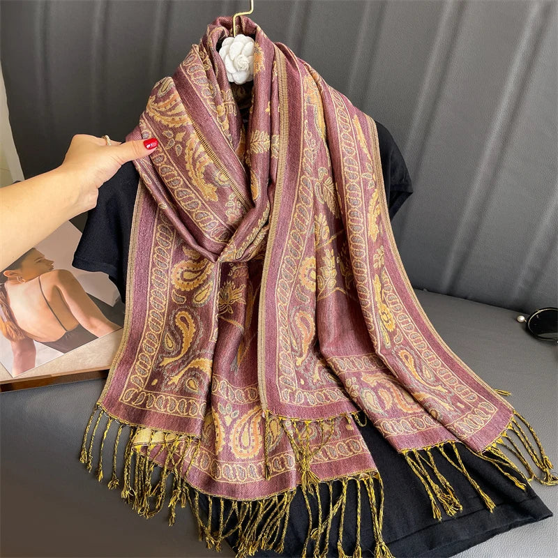 Pashmina Scarf Cotton-Polyester Blend Cashmere-Like Feel All-Season Wrap