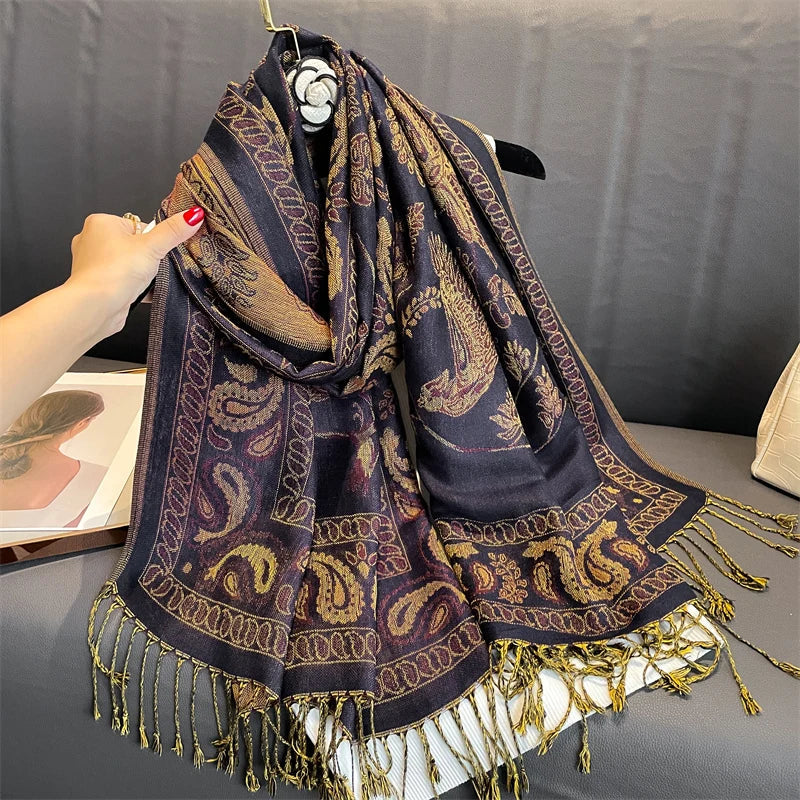 Pashmina Scarf Cotton-Polyester Blend Cashmere-Like Feel All-Season Wrap