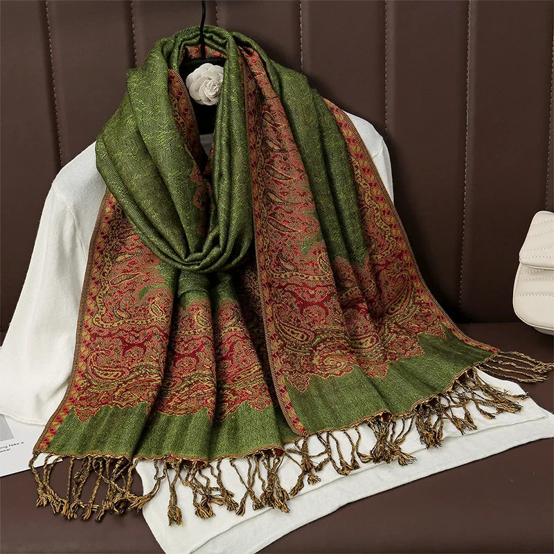 Pashmina Scarf Cotton-Polyester Blend Cashmere-Like Feel All-Season Wrap
