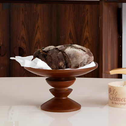 Pedestal Tray Hand-Polished Cherry Wood 5 x 9 Inches