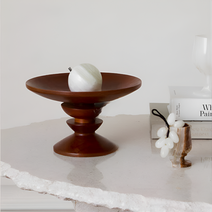 Pedestal Tray Hand-Polished Cherry Wood 5 x 9 Inches