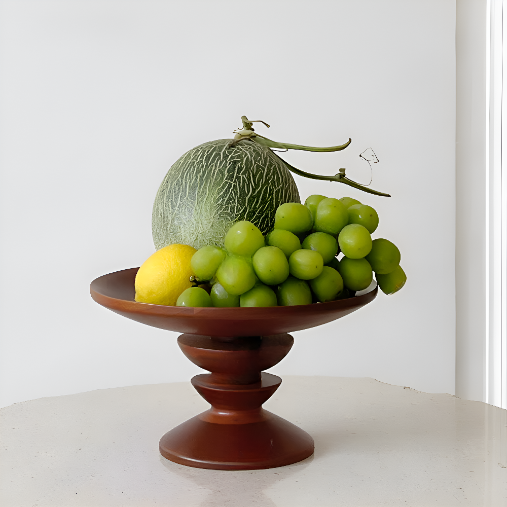 Pedestal Tray Hand-Polished Cherry Wood 5 x 9 Inches