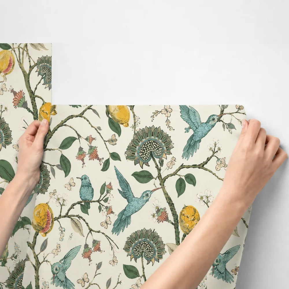 Peel-and-Stick Wallpaper Lemon Bluebird Self-Adhesive Removable