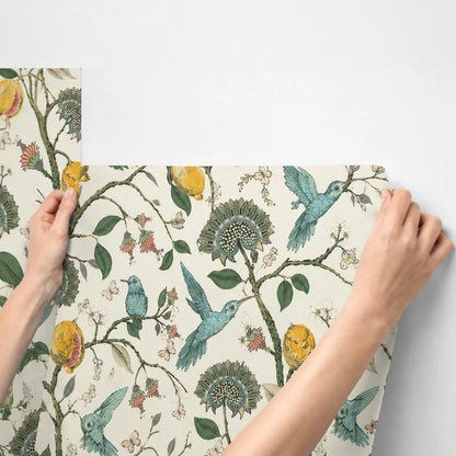 Peel-and-Stick Wallpaper Lemon Bluebird Self-Adhesive Removable