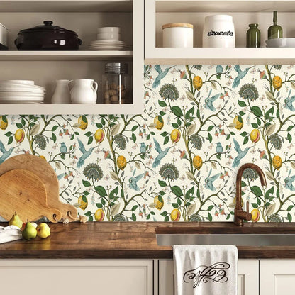 Peel-and-Stick Wallpaper Lemon Bluebird Self-Adhesive Removable