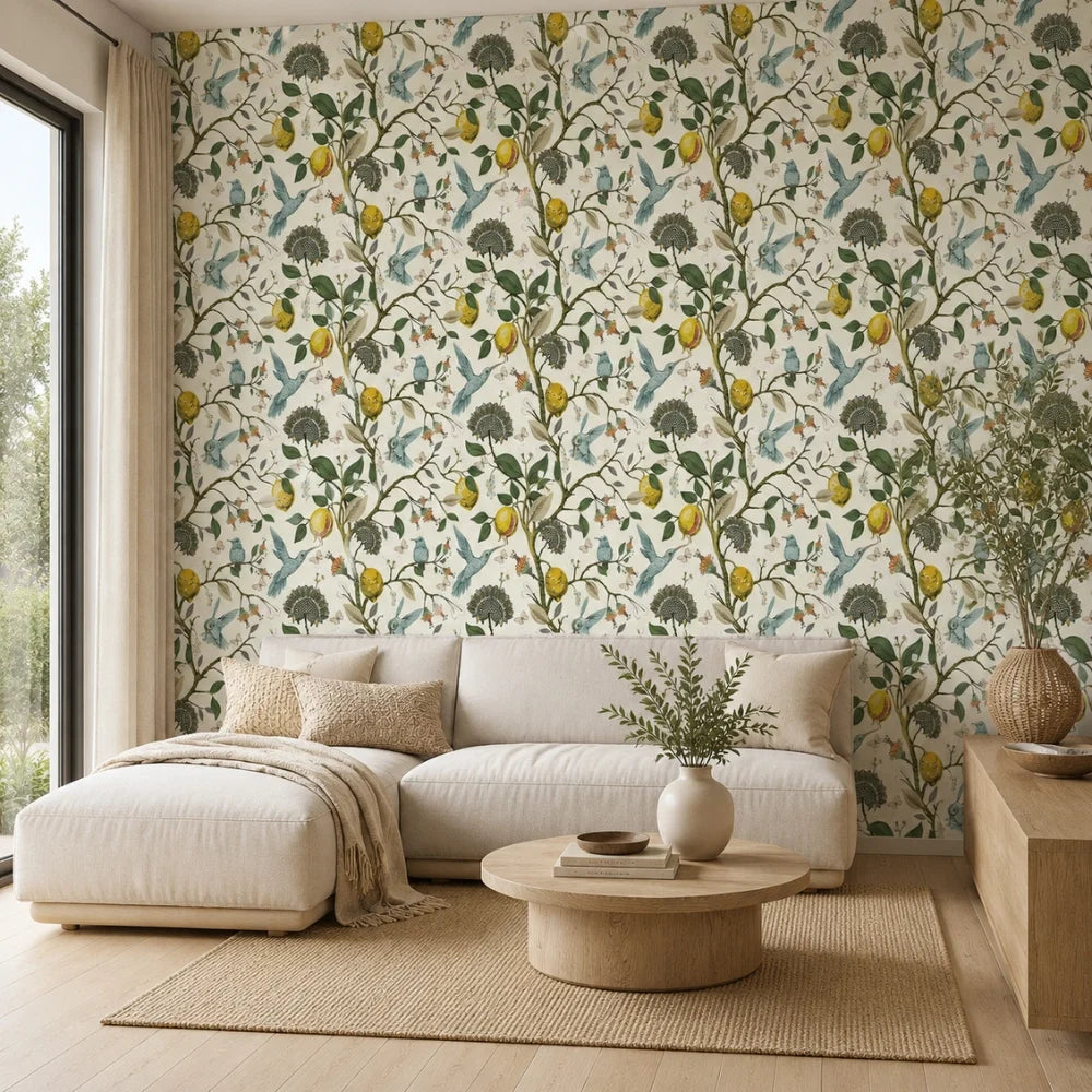 Peel-and-Stick Wallpaper Lemon Bluebird Self-Adhesive Removable