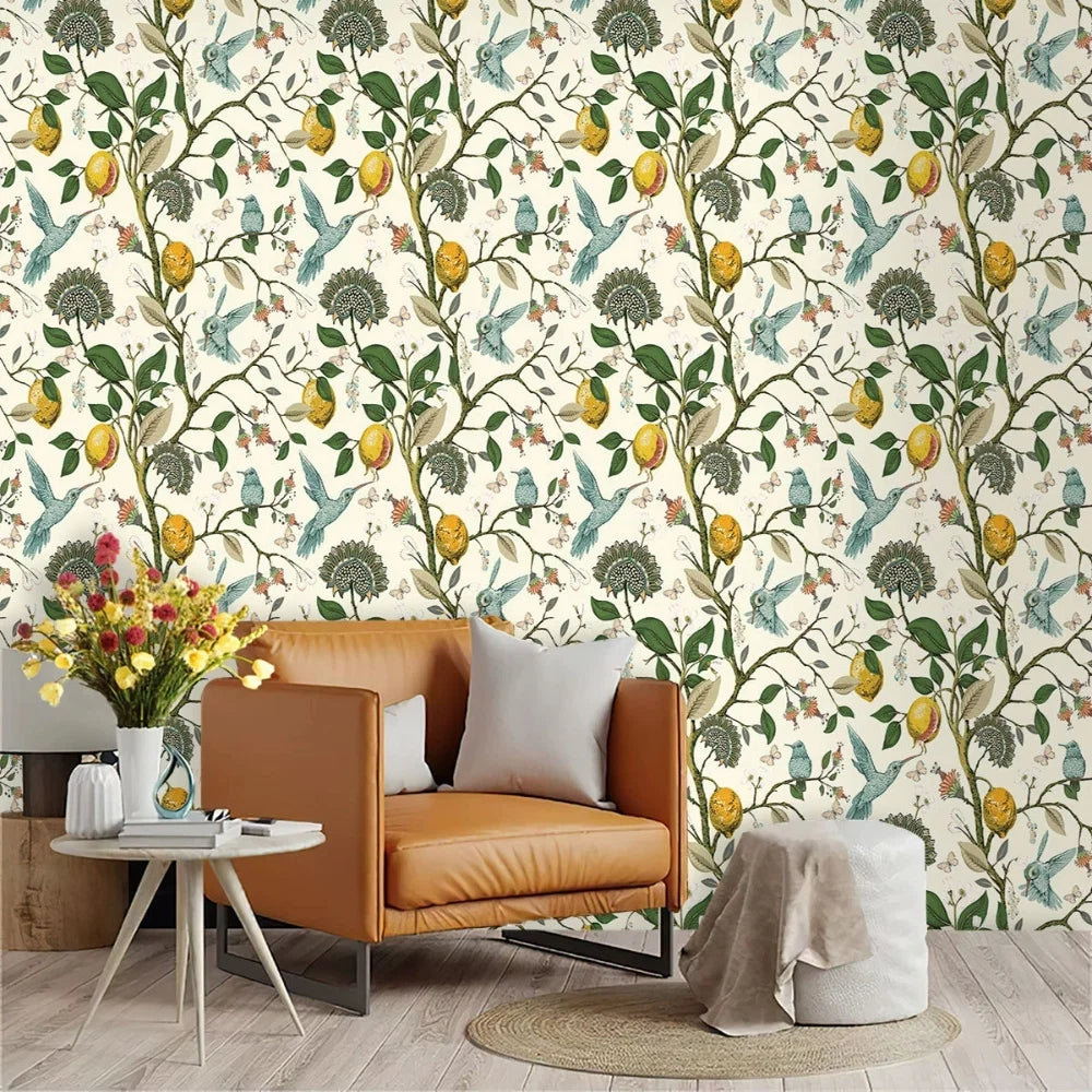 Peel-and-Stick Wallpaper Lemon Bluebird Self-Adhesive Removable