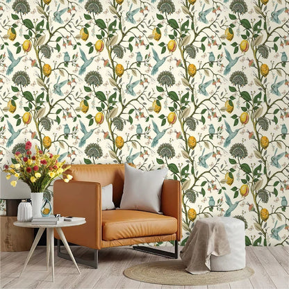 Peel-and-Stick Wallpaper Lemon Bluebird Self-Adhesive Removable