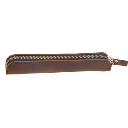 Pencil Case Leather Zipper Closure Compact Design
