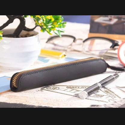 Pencil Case Leather Zipper Closure Compact Design