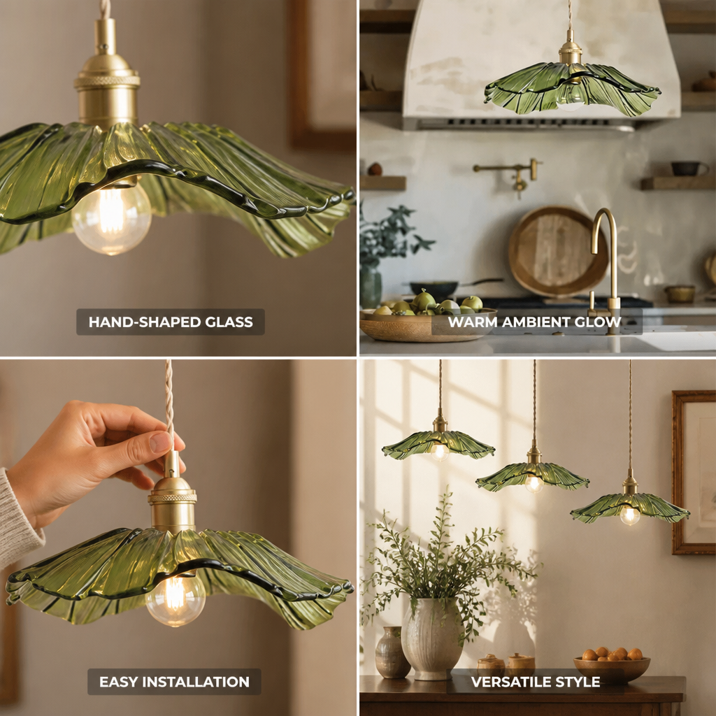 Pendant Lamp Hand-Shaped Glass Warm Glow