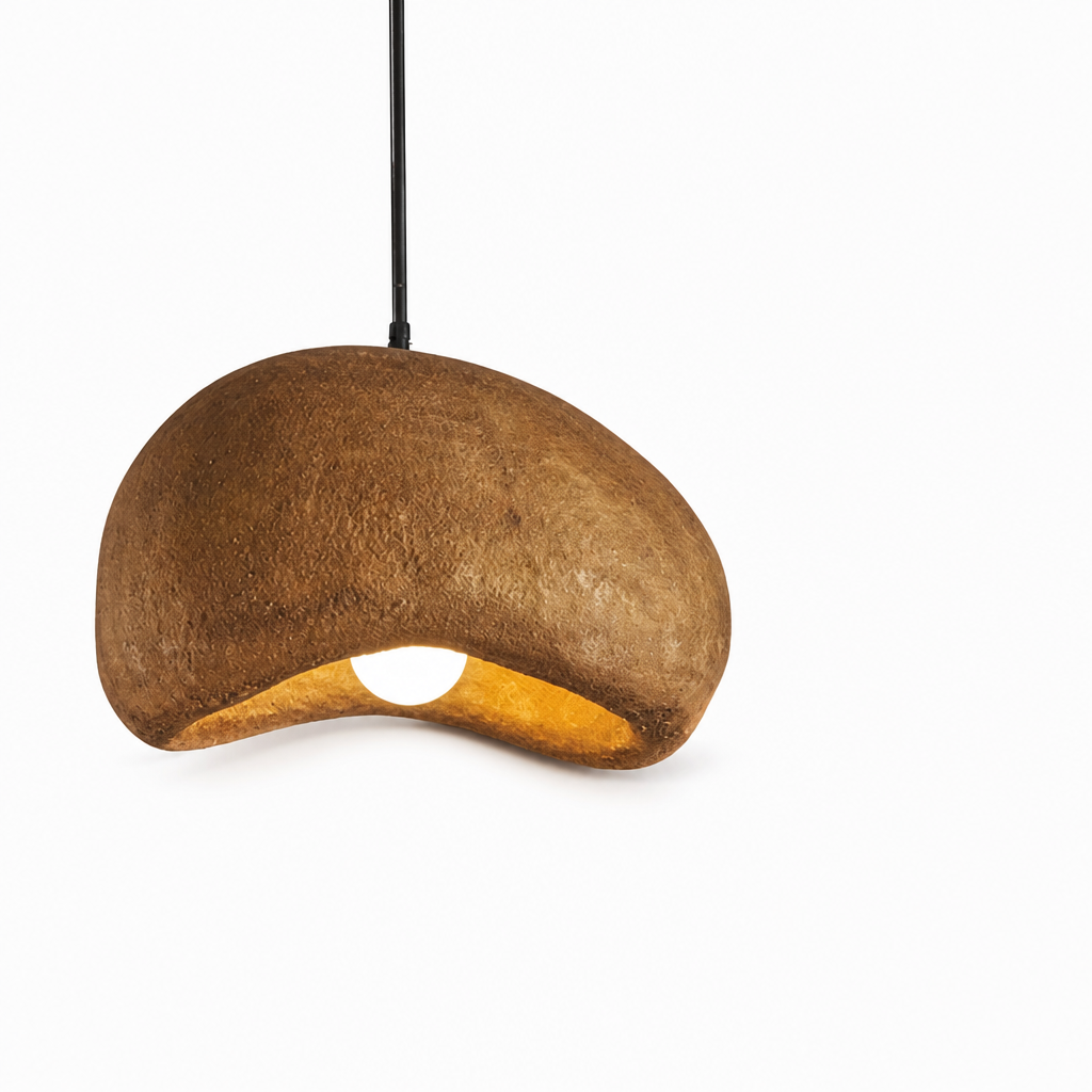 Pendant Lamp Handcrafted Ceramic & Metal Gold Finish