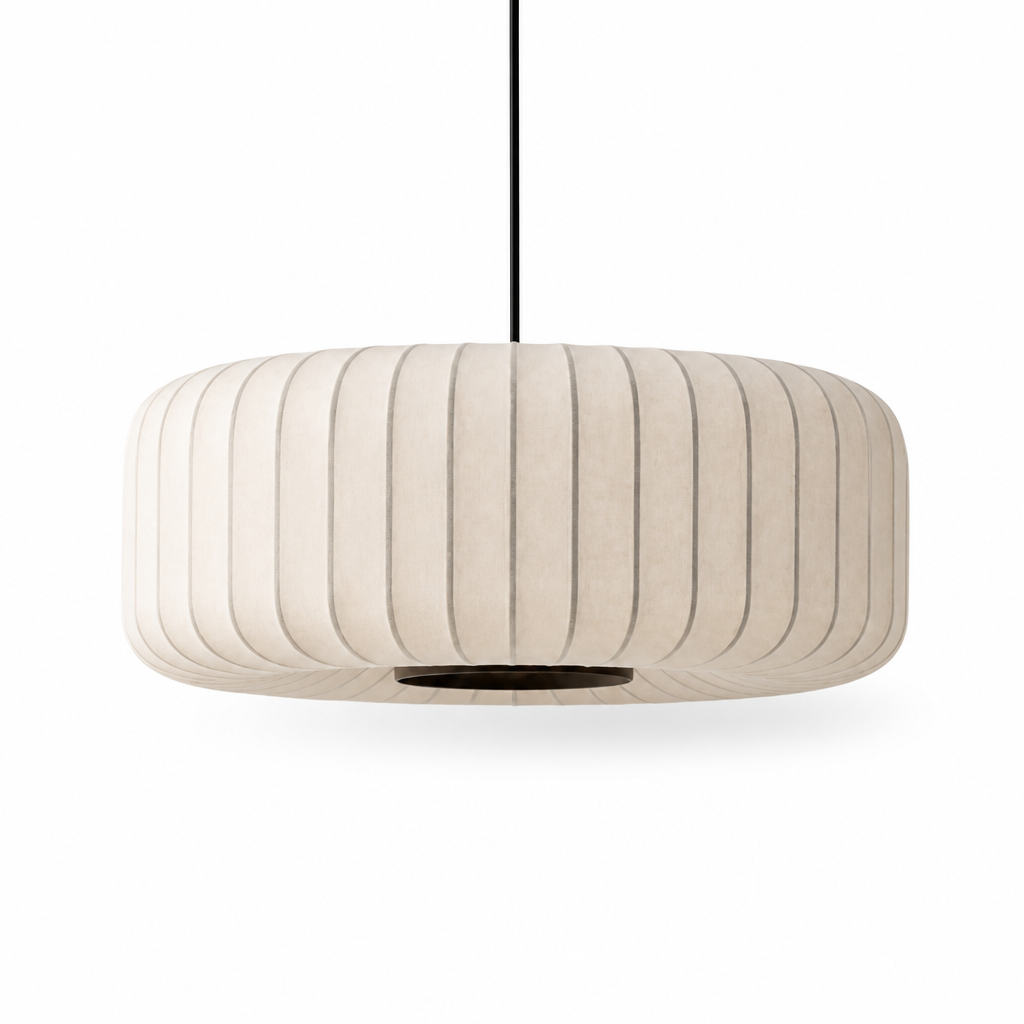 Pendant Lamp Handcrafted Fabric Shade Soft Diffused Light