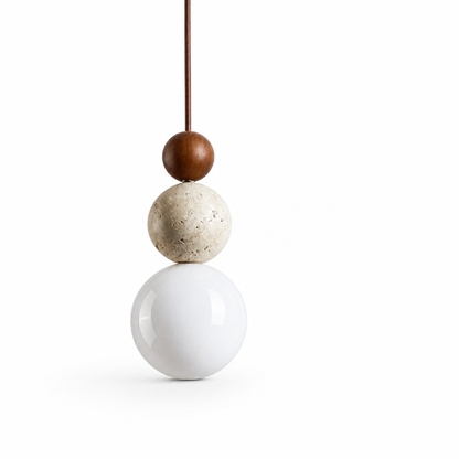Pendant Lamp Japandi Wood & Stone Warm Light