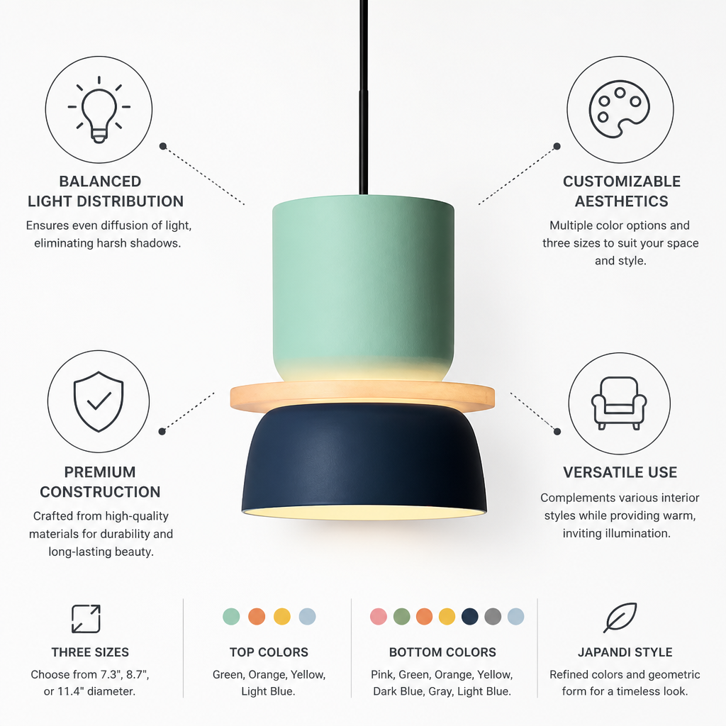 Pendant Lamp Layered Geometric Diffuse Light Colors & Sizes
