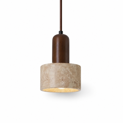 Pendant Lamp Natural Travertine Stone Warm Ambient Light